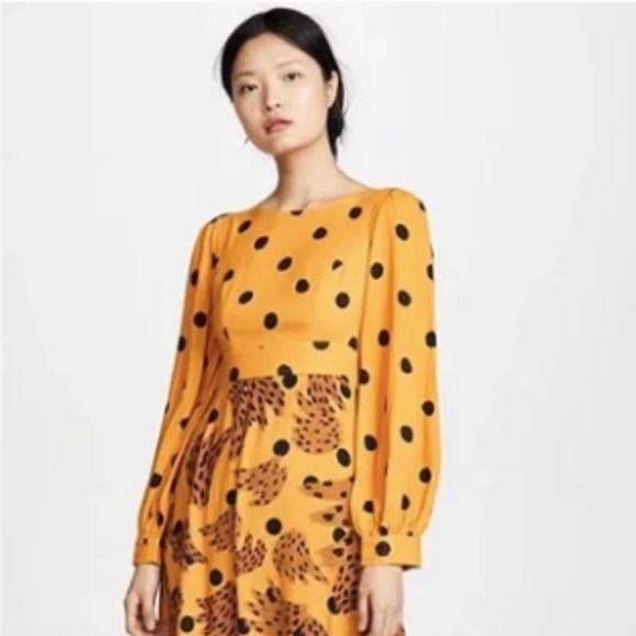 Farm Rio XS Caramel Banana Polka Dress - Picture 1 of 6